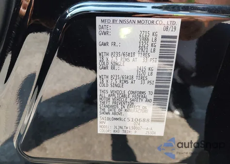 2020 Infiniti Qx60 Luxe Awd z USA, uszkodzony, nr VIN 5N1DL0MM9LC510688